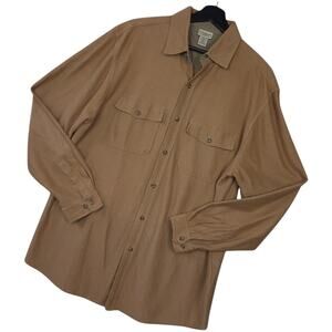 L.L. Bean Men's Herringbone Corduroy Button-Up Shirt Sz Medium Long Sleeve Brown